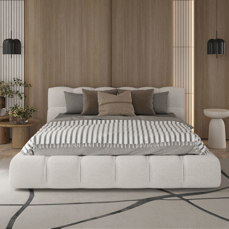 Кровать с решеткой Wanda 180*200, отделка ткань Genesis 3 dove 206x248x90 см