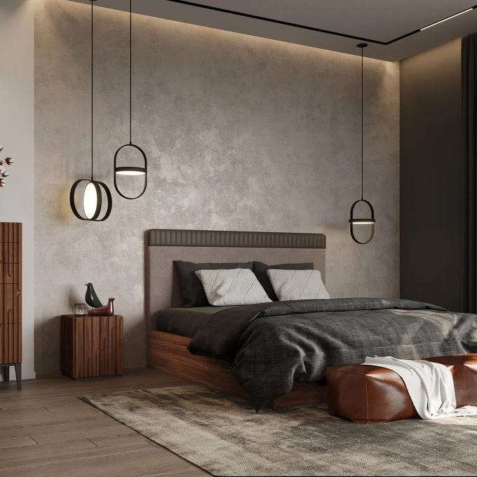 Комод высокий отделка шпон ореха, темно-серый матовый лак 